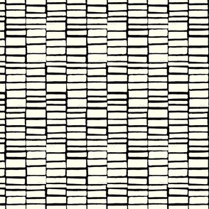 Squarey stripe-Offwhite on Black
