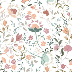 Rococo inspired floral pattern