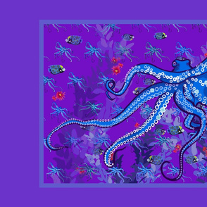 Octopus crazy purple TeaTowel 