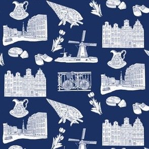 Netherlands Toile de Jouy on  Delft Blue