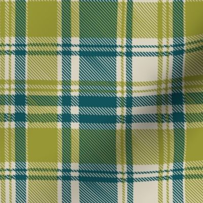 Teal and Lime Plaid on Natural