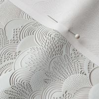 Paper Garden Faux Texture White- Hand Made Paper Cut Light Peach- Beige- Cream Hue- Mini- Small Scale- Face Mask