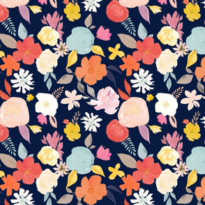 Late Summer Floral //  Navy