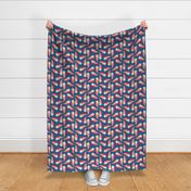 retro rainbow shooting stars navy large scale by Pippa Shaw