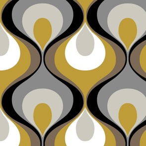 Retro Mood Mustard Grey Taupe White