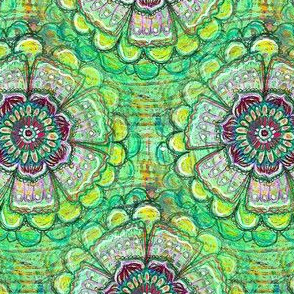 green mandala flower acid green