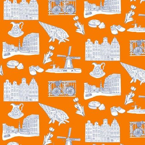 Netherlands Toile de Jouy on Orange