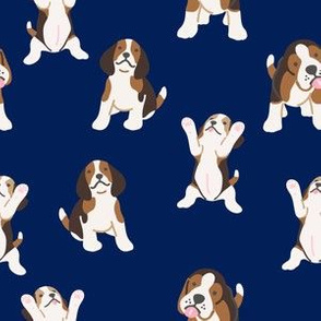 Beagle puppies on Green / Dogs fabrics / Dogs