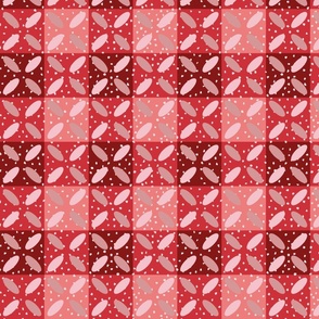 Christmas Red-Pink Non-Directional Oval and Terrazzo Gingham - Valentines Day