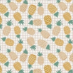 SMALL pineapples fabric - summer fruits design