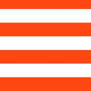 Large Orange Red Awning Stripe Pattern Horizontal in White