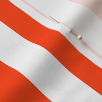 Large Orange Red Awning Stripe Pattern Vertical in White