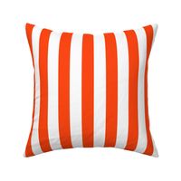 Large Orange Red Awning Stripe Pattern Vertical in White