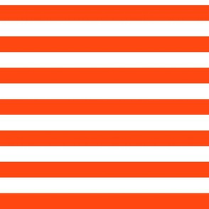 Orange Red Awning Stripe Pattern Horizontal in White