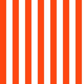 Orange Red Awning Stripe Pattern Vertical in White