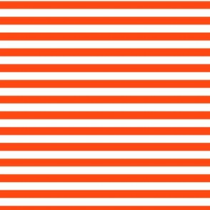Orange Red Bengal Stripe Pattern Horizontal in White