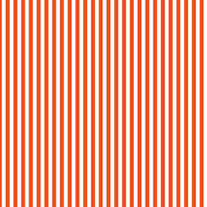 Small Orange Red Bengal Stripe Pattern Vertical in White