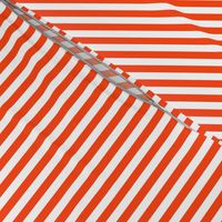 Orange Red Bengal Stripe Pattern Vertical in White