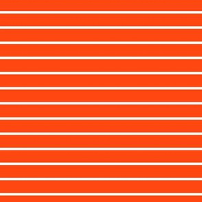 Orange Red Pin Stripe Pattern Horizontal in White