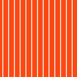 Orange Red Pin Stripe Pattern Vertical in White