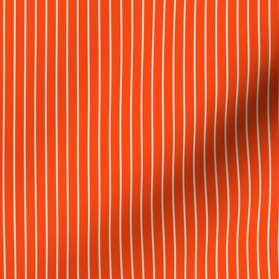 Small Orange Red Pin Stripe Pattern Vertical in White