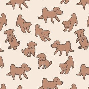 Poodle dog breed on beige/ dog fabrics 