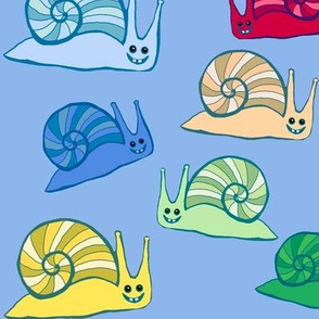 Colourdey snails blue backgroumd