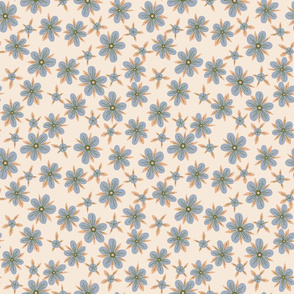 Starburst flower-Blue on Offwhite