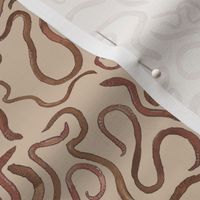 Watercolor Earthworms on Light Brown by Brittanylane