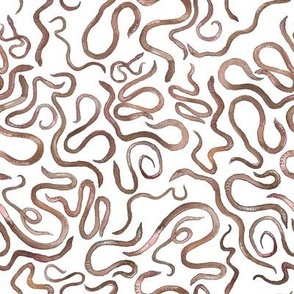 Watercolor Earthworms on White by Brittanylane