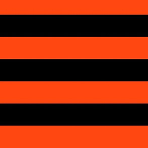 Large Orange Red Awning Stripe Pattern Horizontal in Black