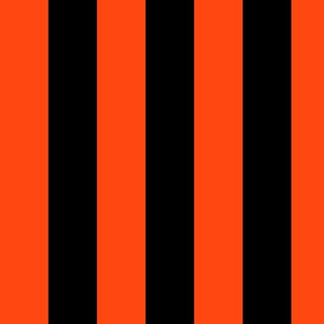 Large Orange Red Awning Stripe Pattern Vertical in Black