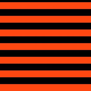 Orange Red Awning Stripe Pattern Horizontal in Black