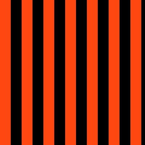 Orange Red Awning Stripe Pattern Vertical in Black