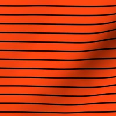 Orange Red Pin Stripe Pattern Horizontal in Black