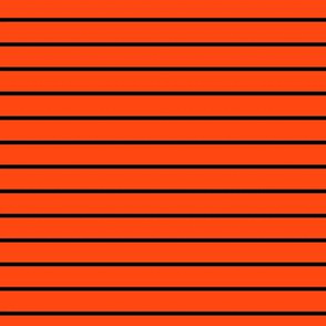 Orange Red Pin Stripe Pattern Horizontal in Black