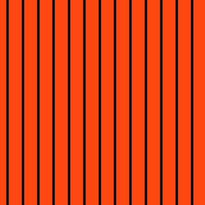 Orange Red Pin Stripe Pattern Vertical in Black