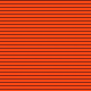 Small Orange Red Pin Stripe Pattern Horizontal in Black