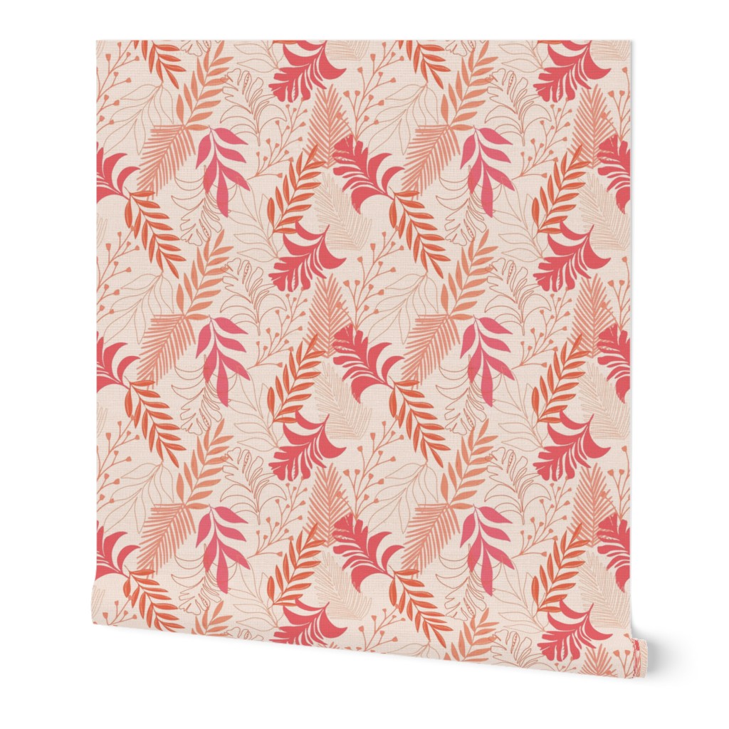 Tropical Leaves - Coral and Pink