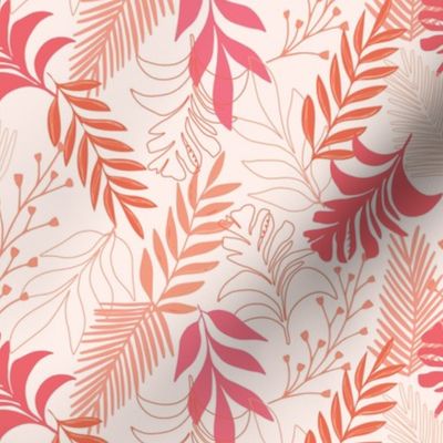 Tropical Leaves - Coral and Pink