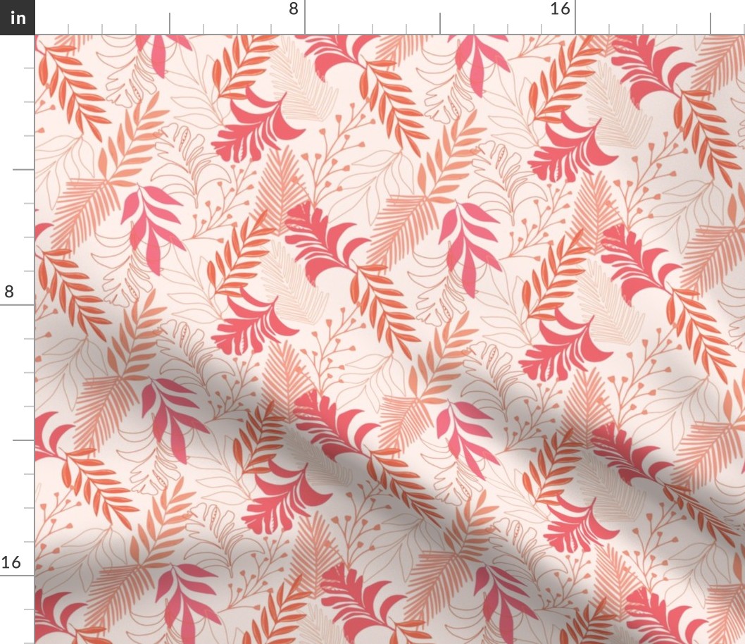 Tropical Leaves - Coral and Pink