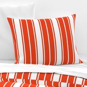 Bright Citrus Orange and White Vertical French Stripe 