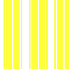 Bright Sunshine Yellow and White Vertical French Stripe 