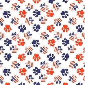 MINI USA paw prints fabric - American July 4th patriotic pet - bright