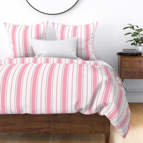 Palm Beach Pink and White Vertical French Stripe