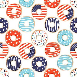 MEDIUM USA donuts fabric - fourth or July, July 4th fabric - bright