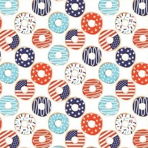 SMALL USA donuts fabric - fourth or July, July 4th fabric - bright