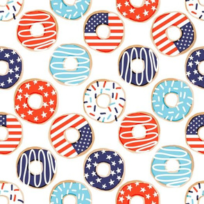 USA donuts fabric - fourth or July, July 4th fabric - bright
