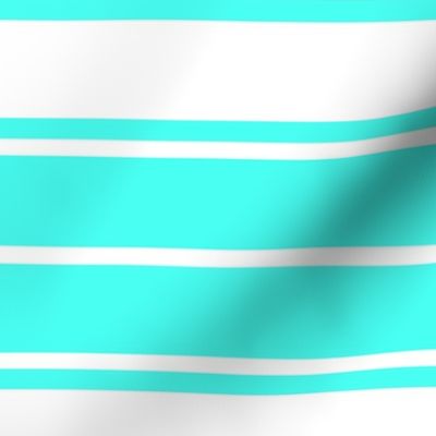 Art Deco Aqua and White Horizontal French Stripe