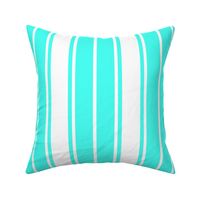 Art Deco Aqua and White Vertical French Stripe 